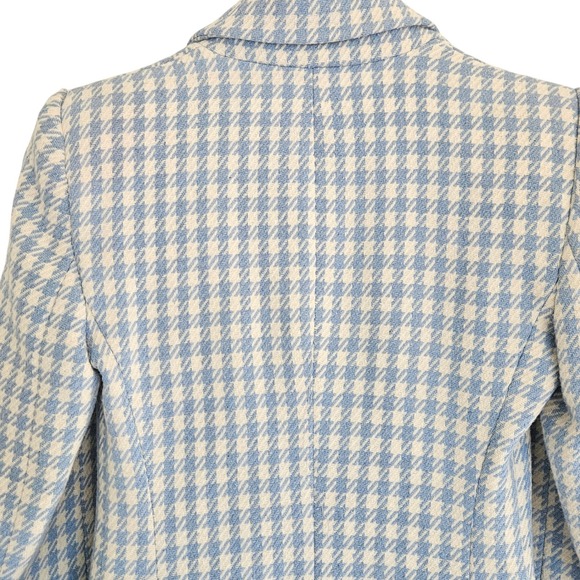 Zara Double-Breasted Blazer‎ Jacket in Blue Check Plaid Princess Kate Sz XS - Picture 10 of 16